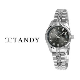 [TANDY] Luxury Couple Metal Watch T-3909 – 12 Austrian Stones, Cyclops Lens Over 3H Date Window, Elegant Design, Stainless Steel Band